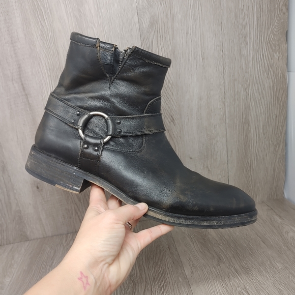 fabio de luca Other - Fabio De Luca Leather Ankle Boot Bike Moto Distressed Boot Mens 11 O Ring Detial